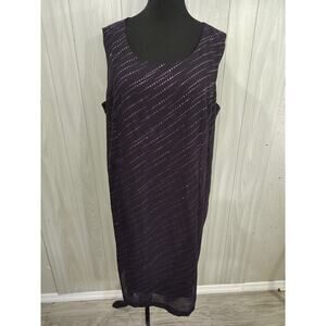 Women's Sequin Look Sleeveless Dark Purple Dress Plus 22W Whimsigoth Fairy